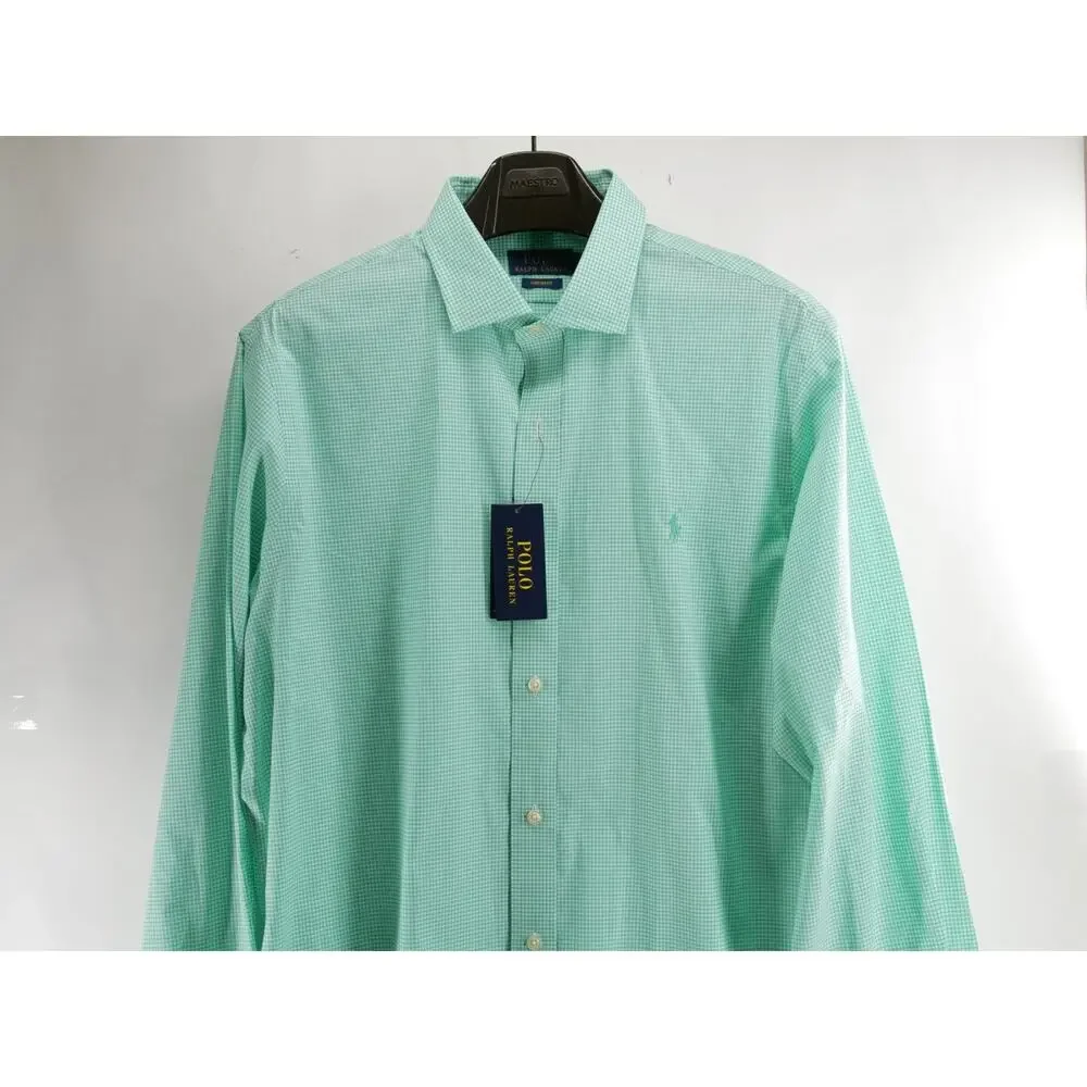 Polo Ralph Lauren NWT Men's 17 Green White Gingham Check Button Up Shirt Custom
